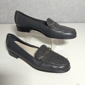 Trotters Haley‎ Woven Leather Loafers Women's 8.5M Gray Slip On Comfort Classic